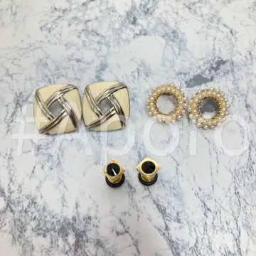 3페어 귀걸이 세트 골드 화이트 사각 블랙 펄 서클