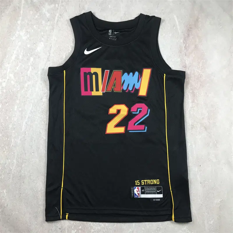 지미 버틀러 농구 유니폼 NBA 히트 22 블랙시티 버전 핫 프레스