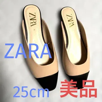 ZARA 바이컬러 뮬 샌들 베이지 x 블랙 39 25cm