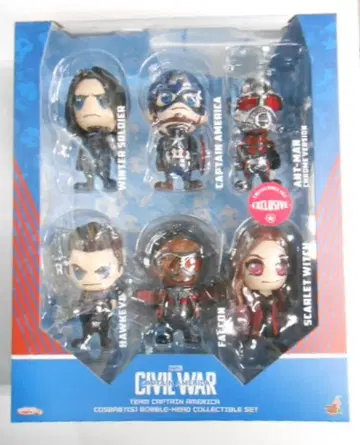 HOTTOYS COSBABY (S) BOBBLE HEAD COLLECTIBLE SET TEAM CAPTAIN AMERICA