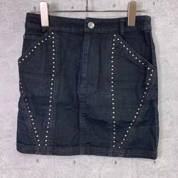 H&M 페어리 그런지 락 걸리시 스터드 장식 데님 미니 스커트