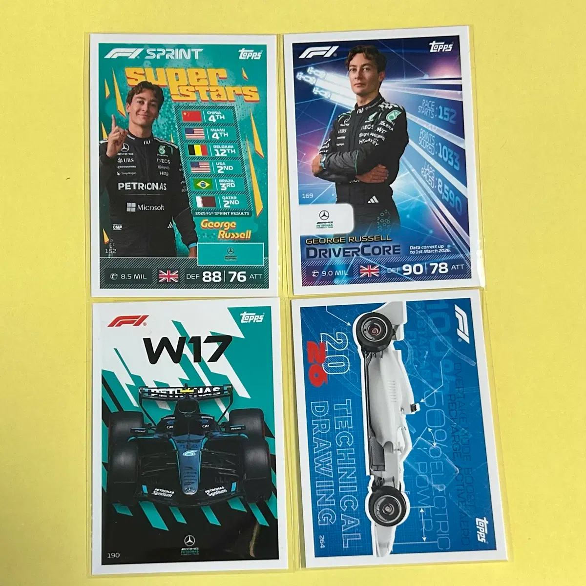 메르세데스 러셀&안토넬리 일괄 | 2026 탑스 터보 어택스 F1 카드 Topps Turbo Attax