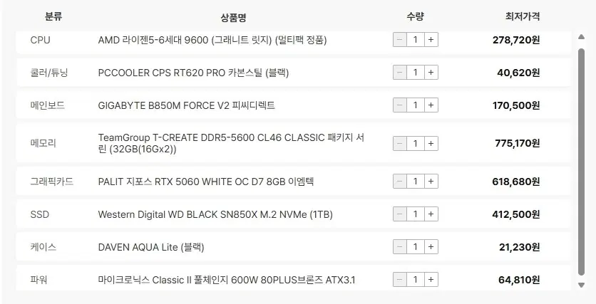 컴퓨터 유튜버 신성조님 FHD 고사양 추천견적 PC팝니다 본체 데스크탑 컴퓨터