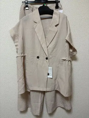 새상품 렐르비에 린넨 라이크 와이드 팬츠 셋업 개더 자켓