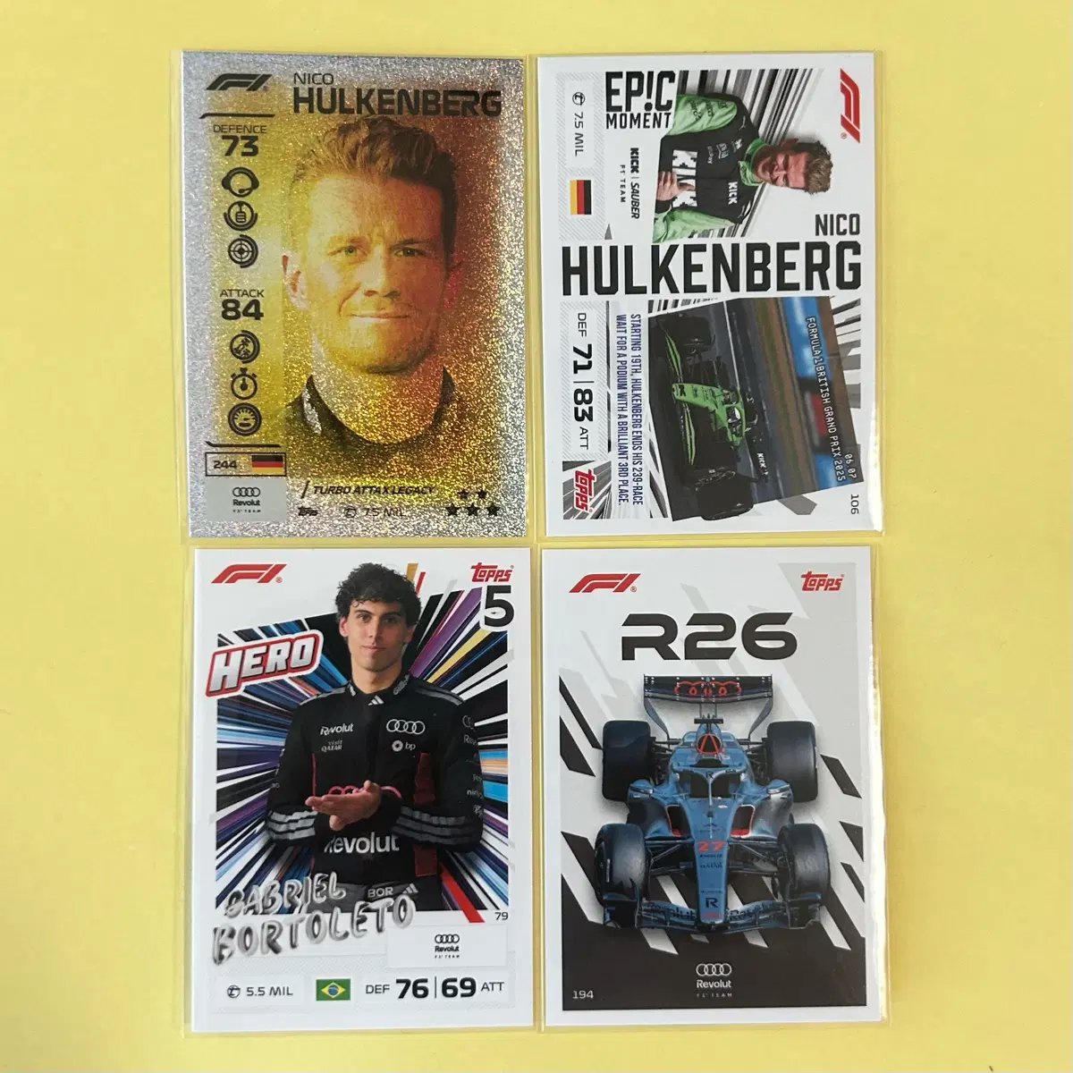 아우디 훌켄버그&보톨레토 일괄 | 2026 탑스 터보 어택스 F1 카드 Topps Turbo Attax