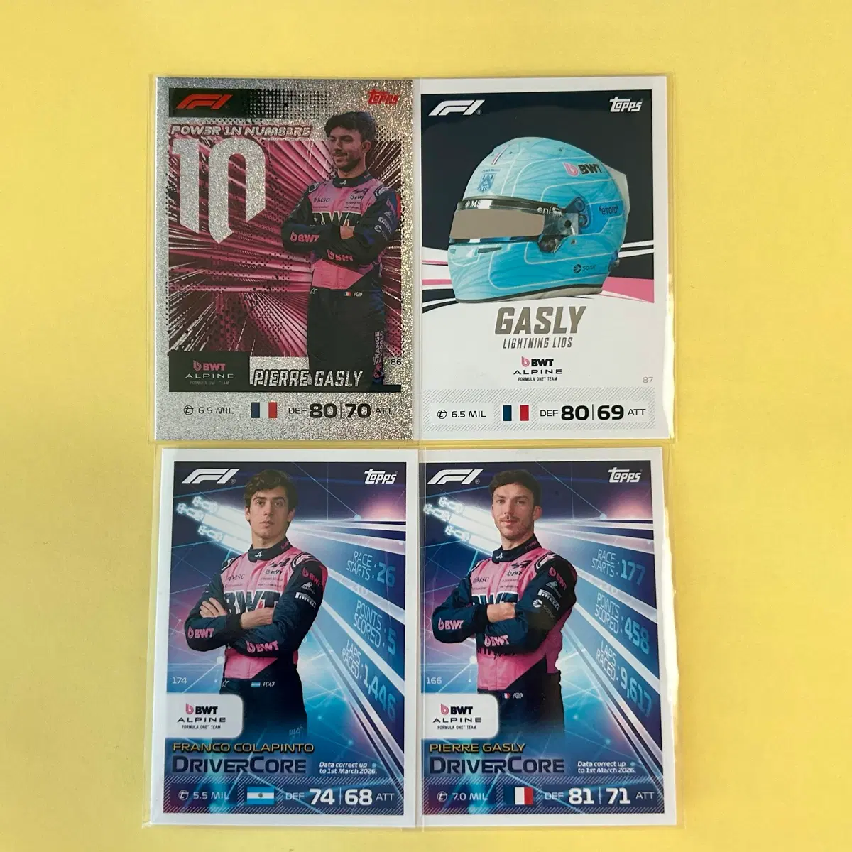 알핀 가슬리&콜라핀토 일괄 | 2026 탑스 터보 어택스 F1 카드 Topps Turbo Attax