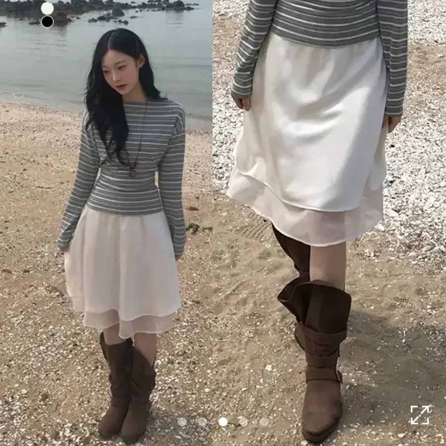 에이블리 새틴 레이어드 플레어 스커트 치마