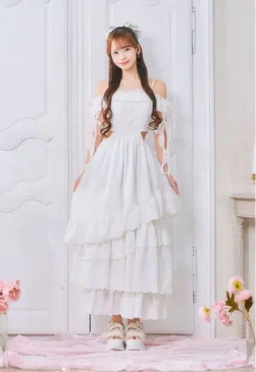 Re Amour 리암무르 오프숄더 코튼 원피스 화이트