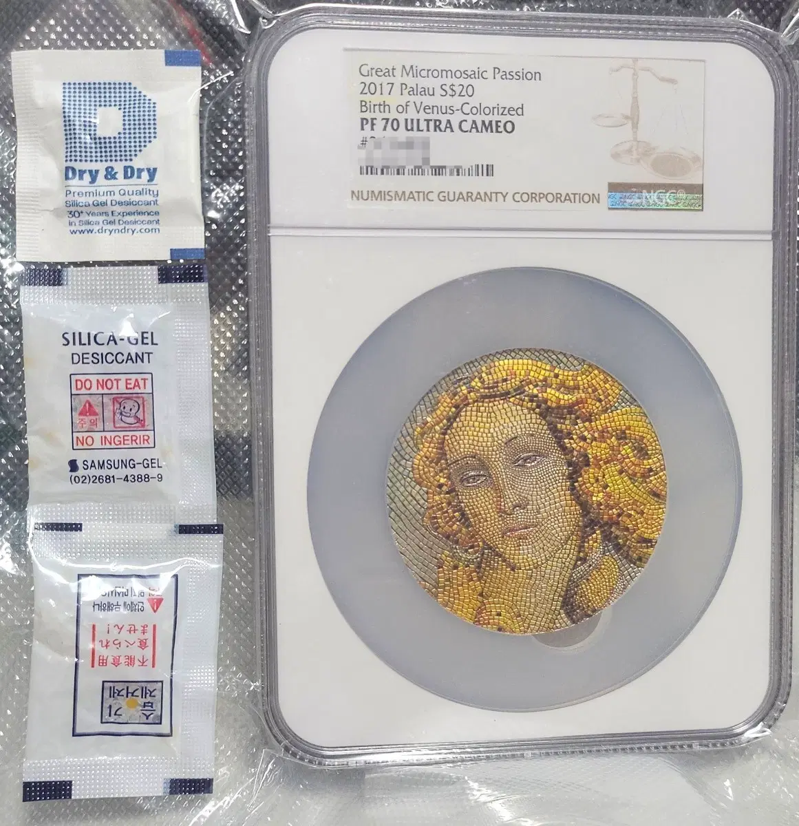이베이보다쌈)비너스 탄생 70등급 NGC PF70ㅡ2017 팔라우 마이크로 모자이크 패션