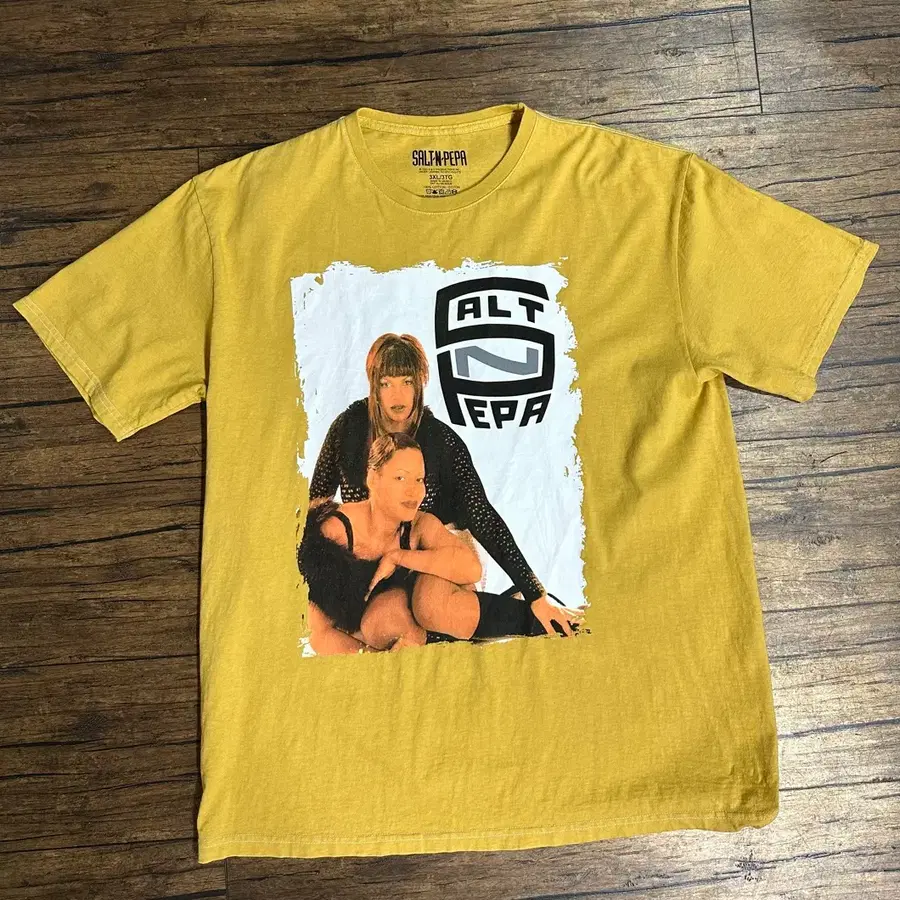솔트 앤 페파(SALT-N-PEPA) 공식 라이선스 포토 프린트 반팔티 실측XL 오버핏