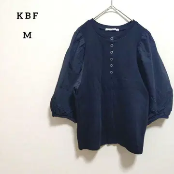 KBF 티셔츠 크루넥 이소재 퍼프 슬리브 무지 M 블랙 면