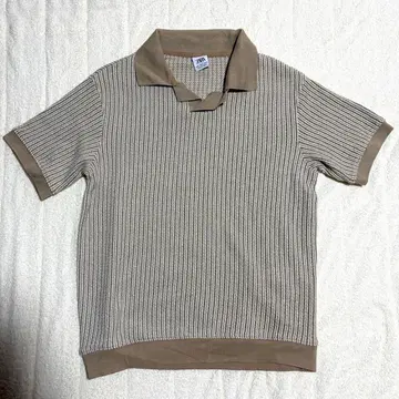 ZARA 니트 피케 셔츠 베이지 S