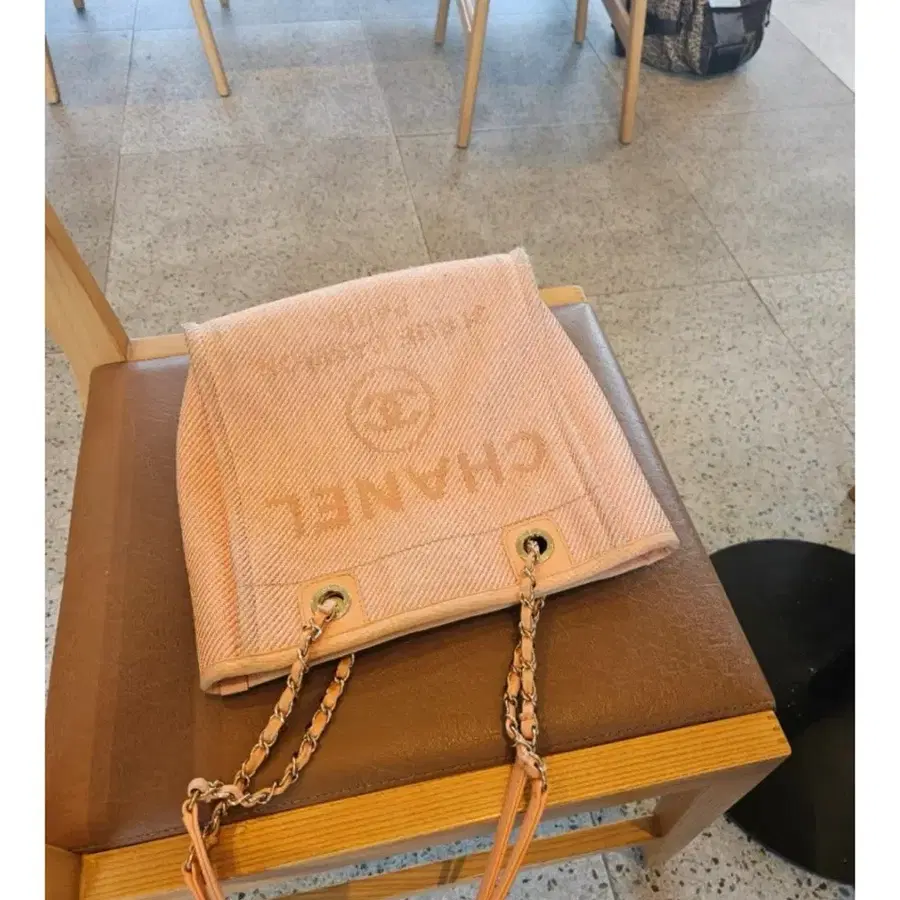 샤넬 도빌백 피치 트위드