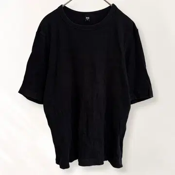 유니클로 UNIQLO 리브 크루넥T 5부 소매 무지 XL [ e897