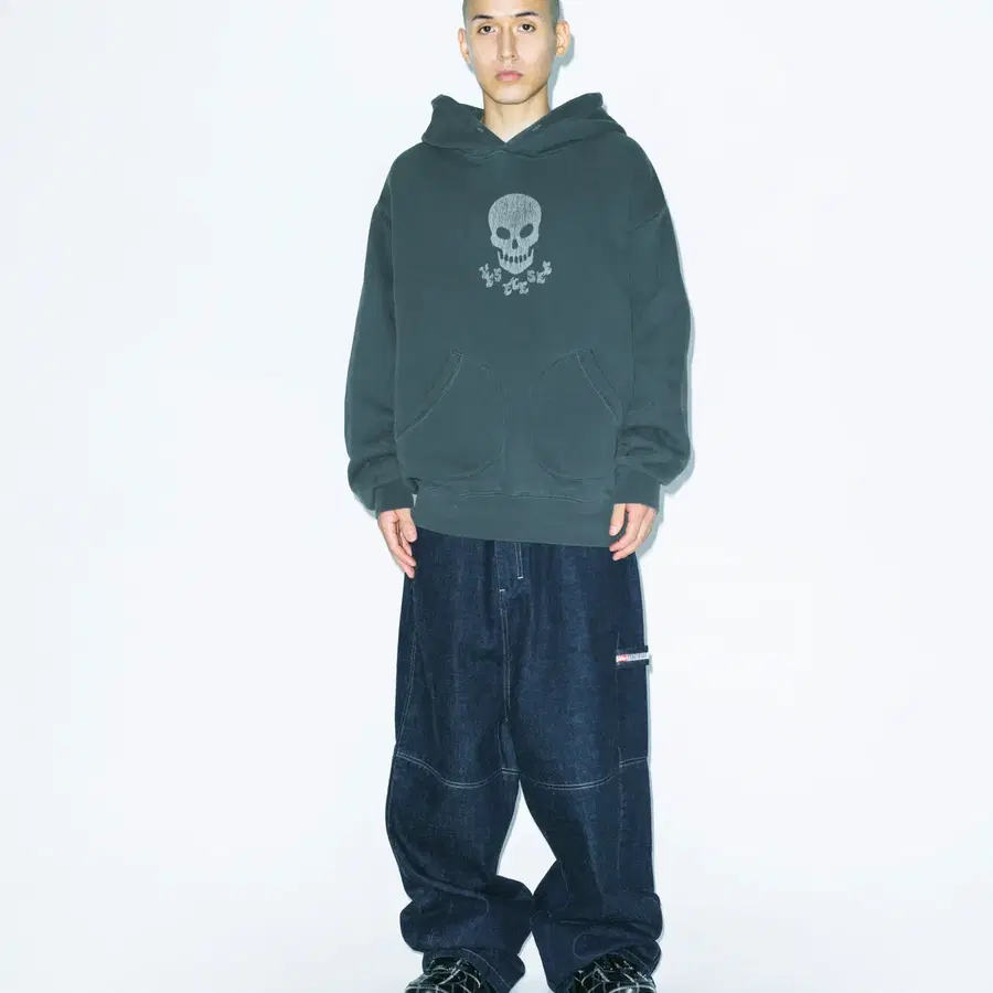예스아이씨 Skull Pigment Hoodie Charcoal