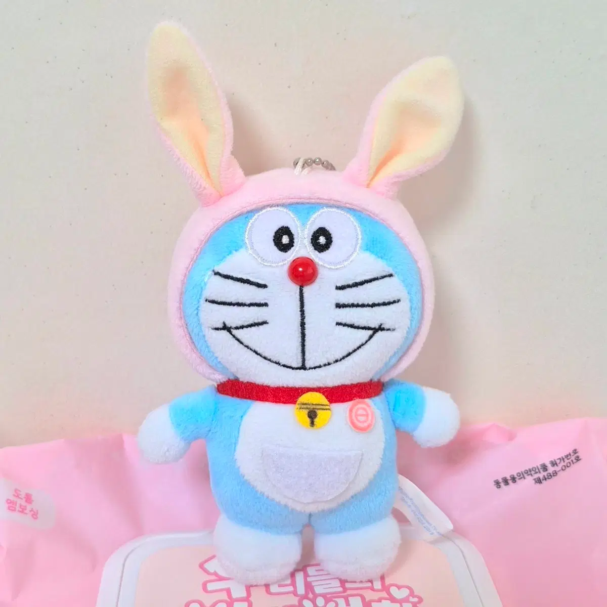고전 빈티지 핑크 토끼 모자 도라에몽 고양이 마스코트 인형 키링