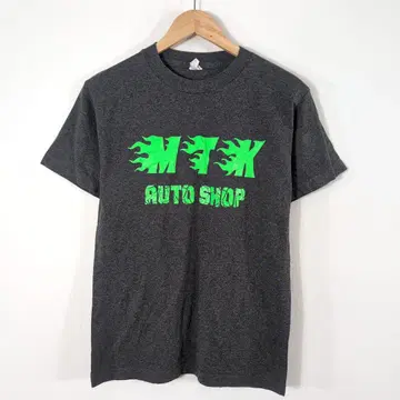 MTK AUTO SHOP 프린트T셔츠 차콜 그레이 구제 의류