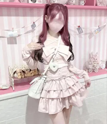허니뮤우 티어드 프릴 스커트 핑크 F