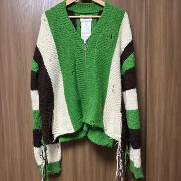 doublet 집업 스트라이프 가디건 그린 M 사이즈