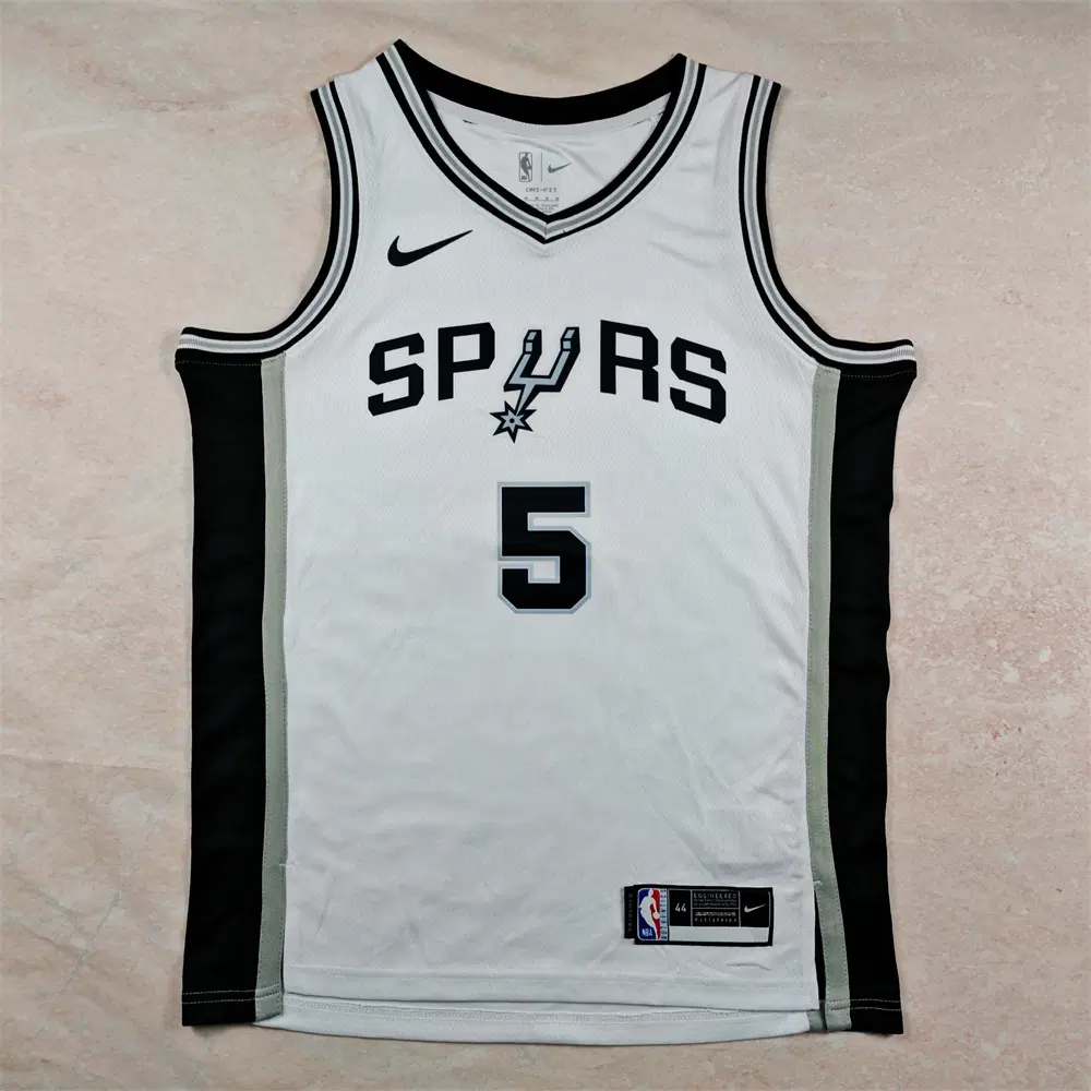 스티븐 캐슬 농구 유니폼 NBA 스퍼스 5호 화이트 핫 프레스 S-XXL