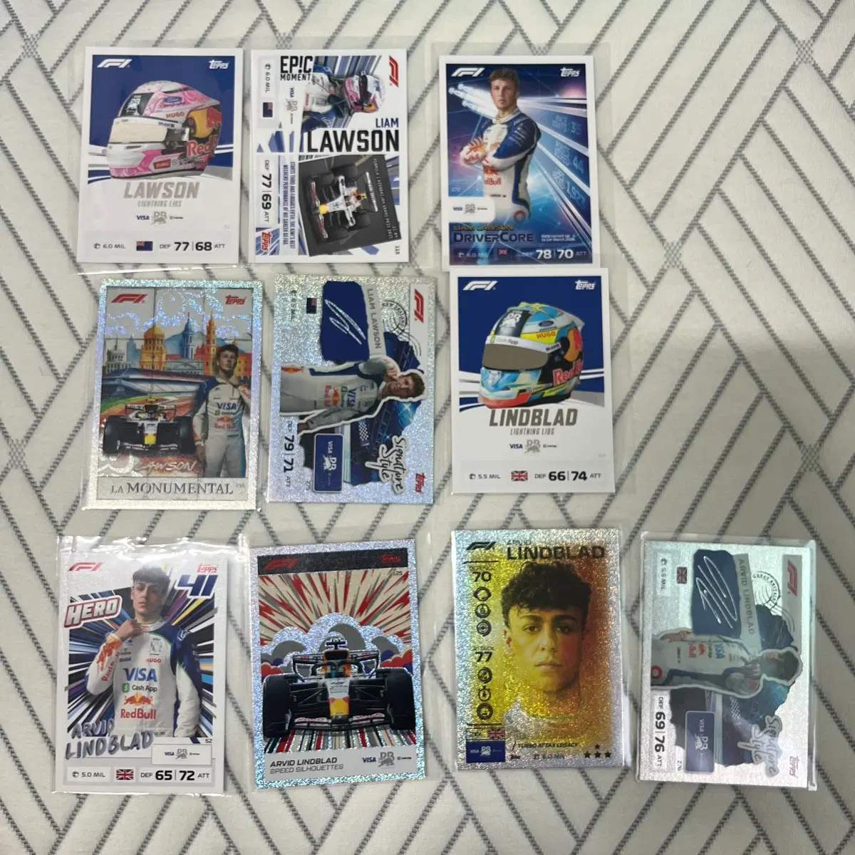 (가격 인하) 레이싱불스 리암 로슨 아비드 린블라드 26 F1 탑스 터보 어택스 스포츠 카드 Topps turbo attax Sports cards