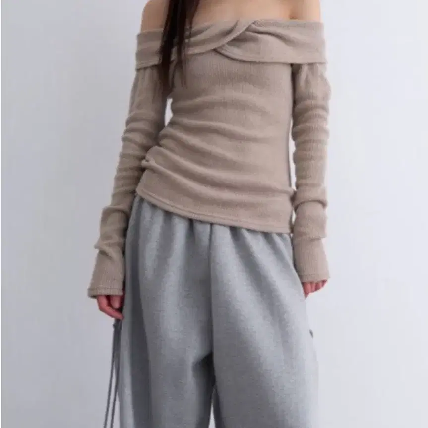 로웨어 오프 트위스트 울 골지 니트 베이지색 lowear off twist wool golgi knit beige