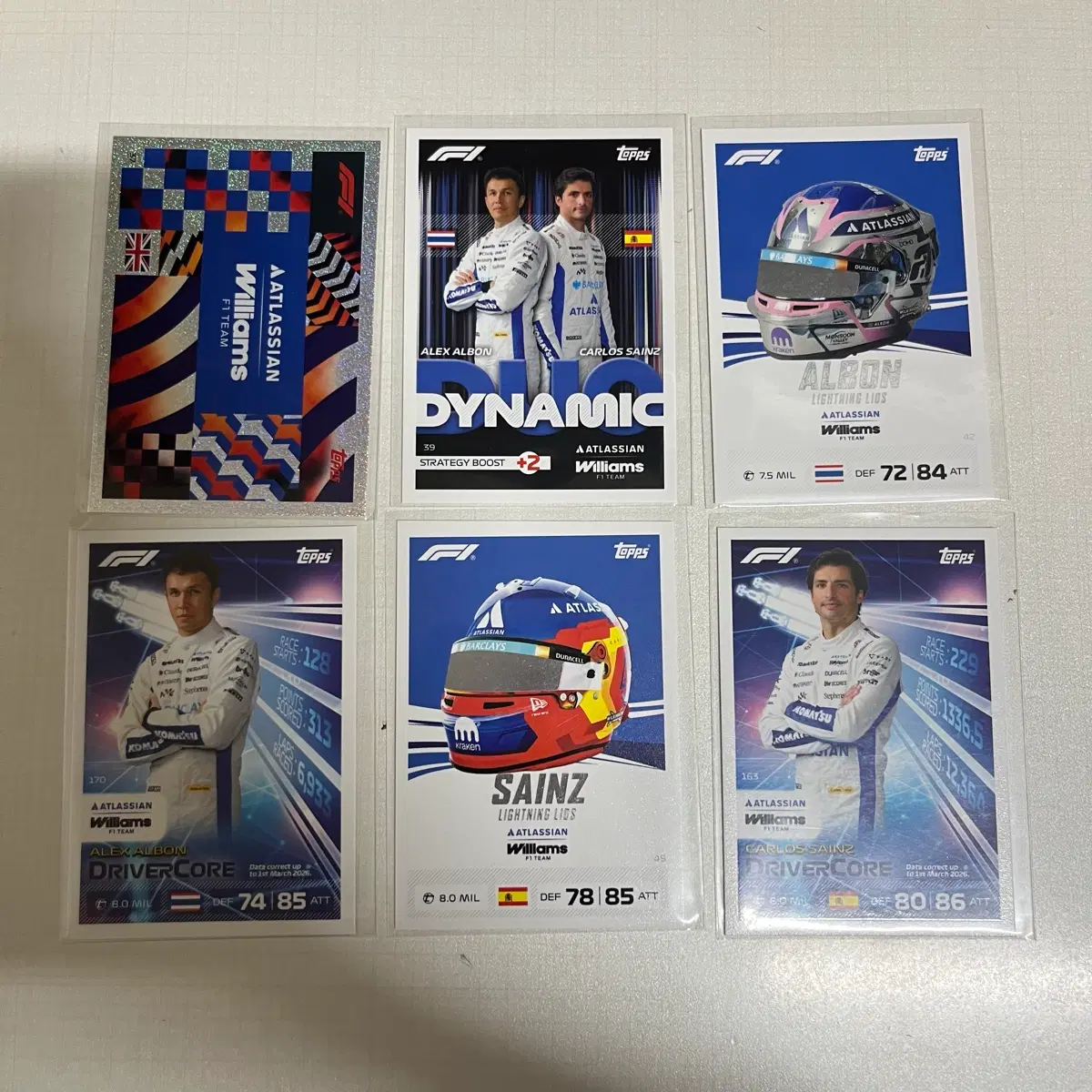 윌리엄스 알렉스 알본 카를로스 사인츠 26 F1 탑스 터보 어택스 스포츠 카드 Topps turbo attax Sports cards