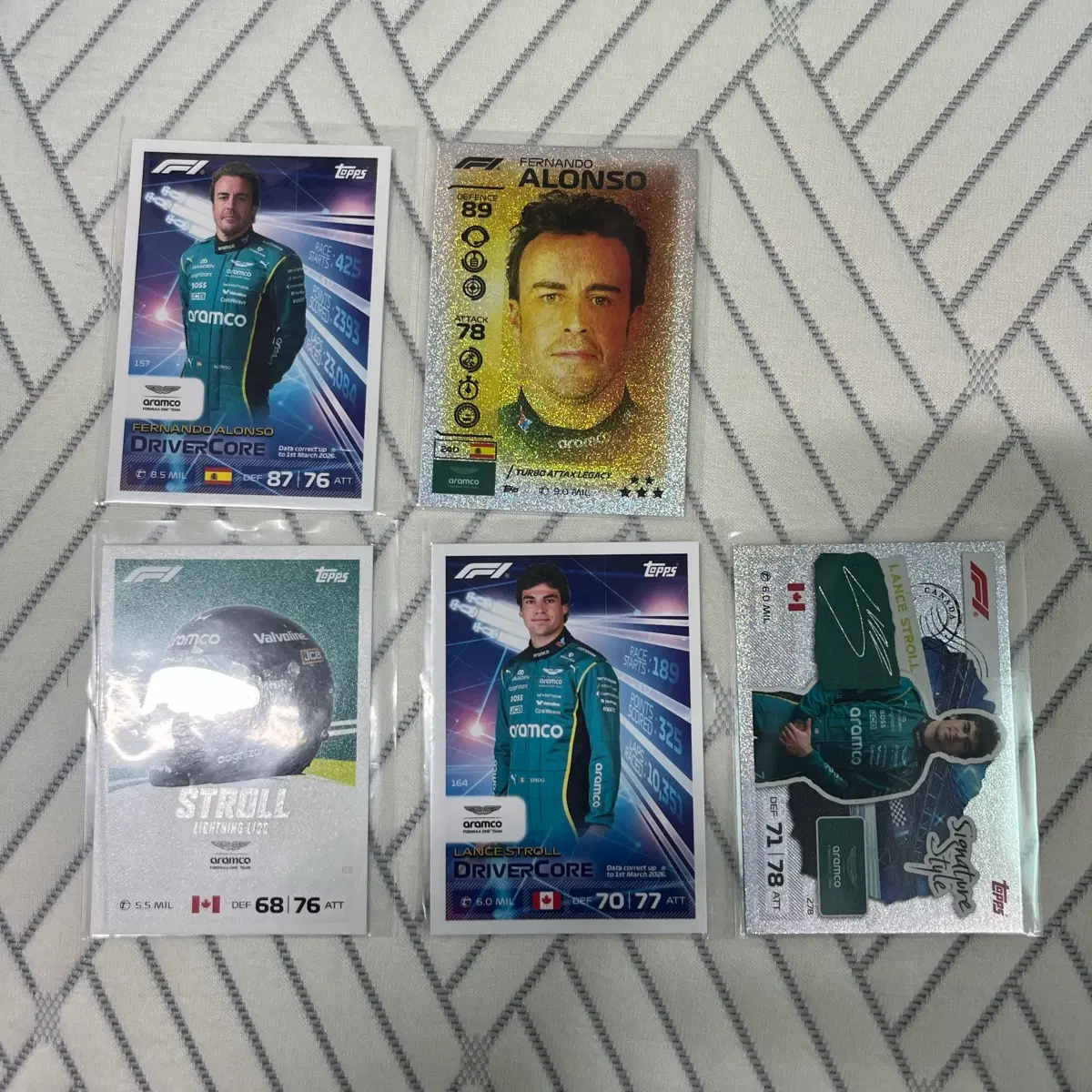 애스턴 마틴 페르난도 알론소 랜스 스트롤 26 F1 탑스 터보 어택스 스포츠 카드 Topps turbo attax Sports cards
