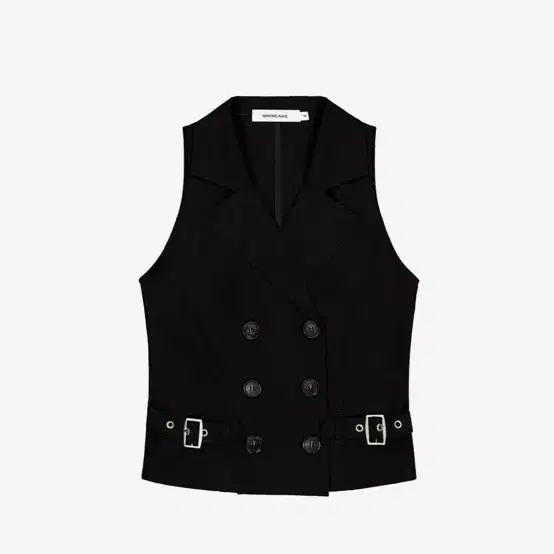 락케이크 Double Button Halter Vest - Black
