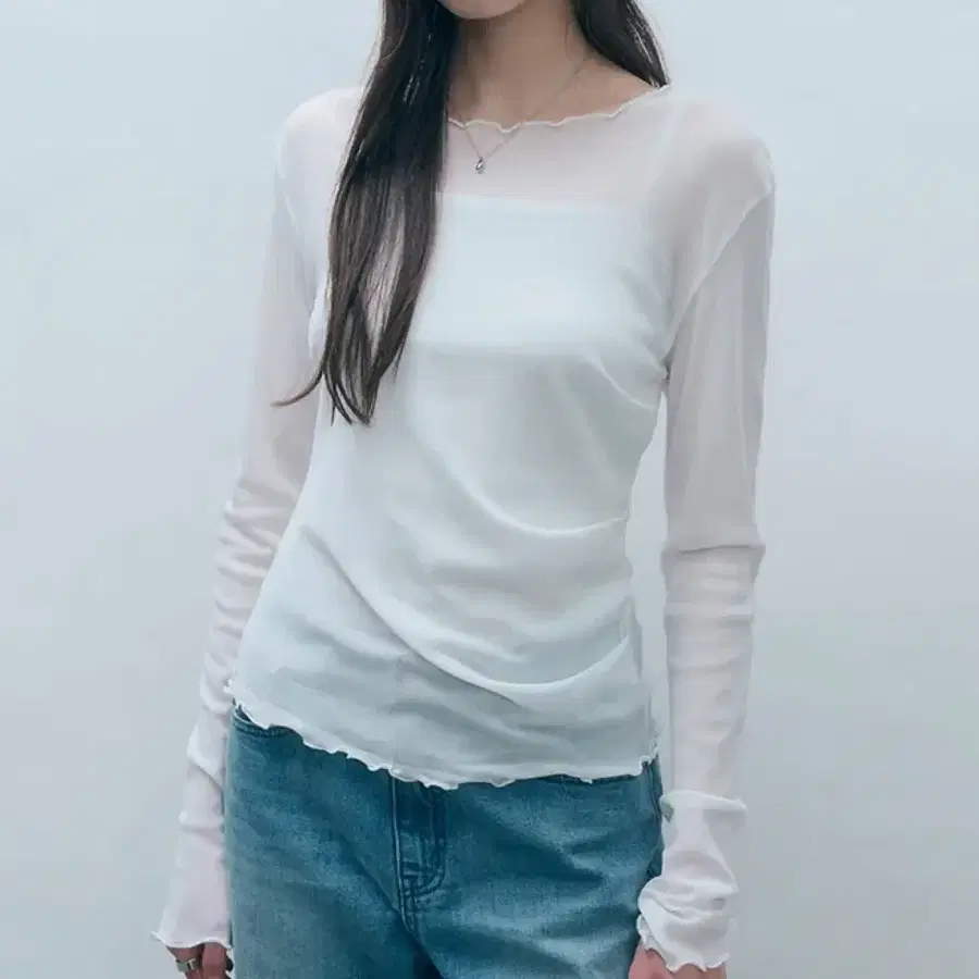 몽돌 사이드 셔링 메쉬 롱슬리브