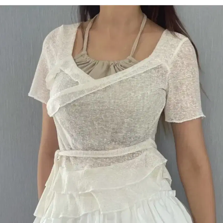 에이블리 여름 시스루 레이어드 나시 빈티지 모리걸 제주도 새상품