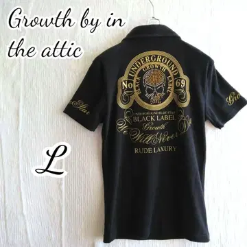 Growth by in the attic Y2K 반팔 스컬 패턴 블랙 L