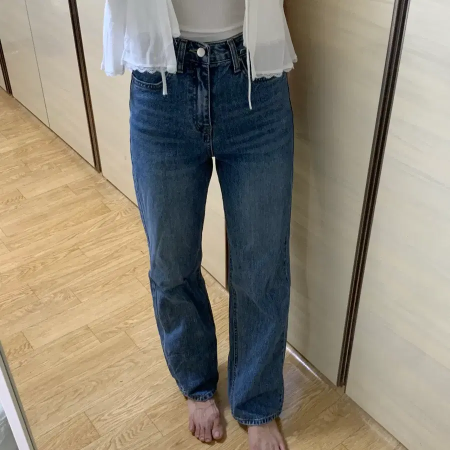 프롬비기닝 빈티지 블루 일자핏 청바지 s