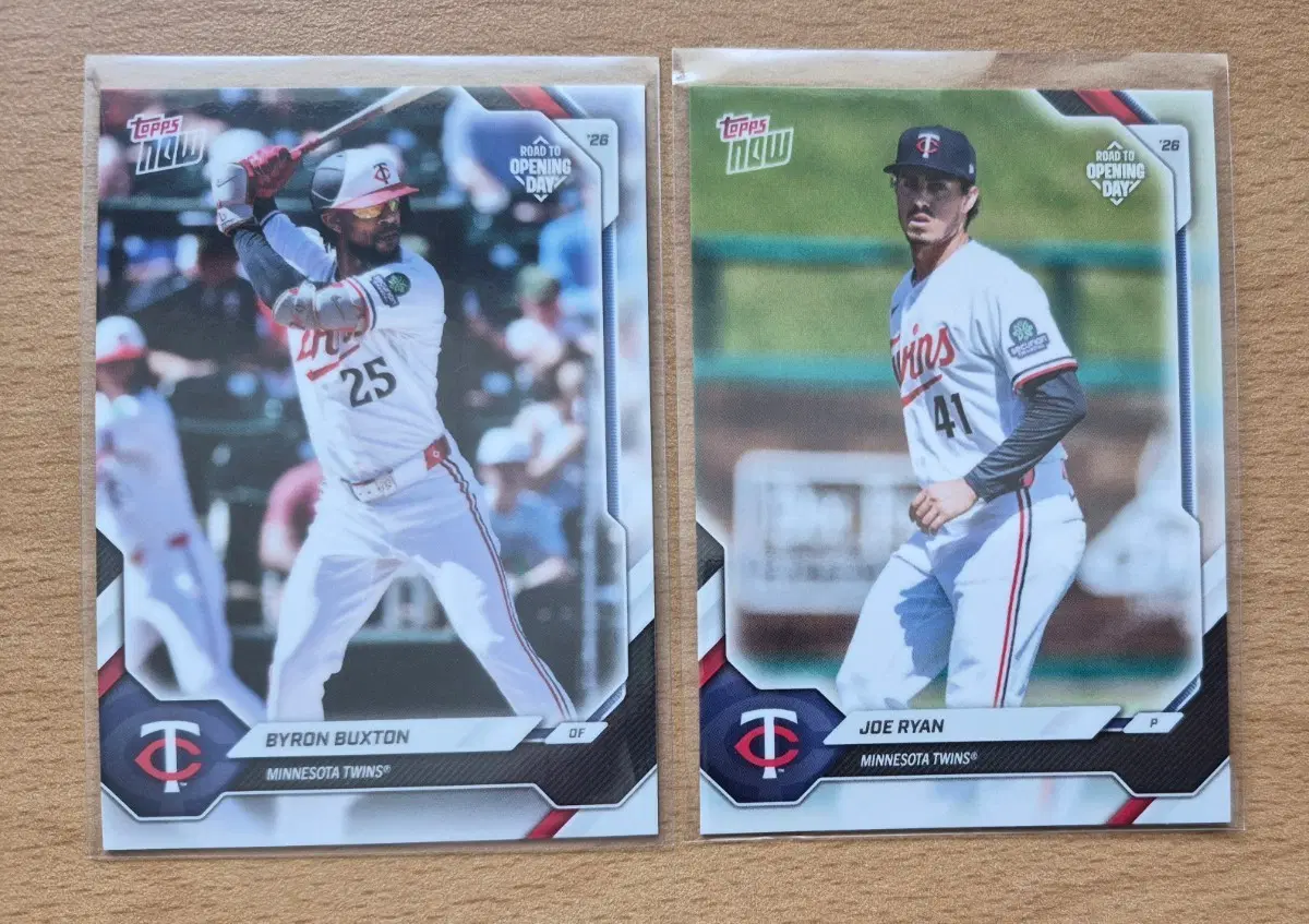 MLB 2026 탑스나우 오프닝데이 미네소타 벅스턴, 라이언 카드 2장랏 판매합니다.