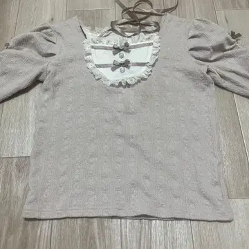 레이스업 리본 장식 긴팔 상의