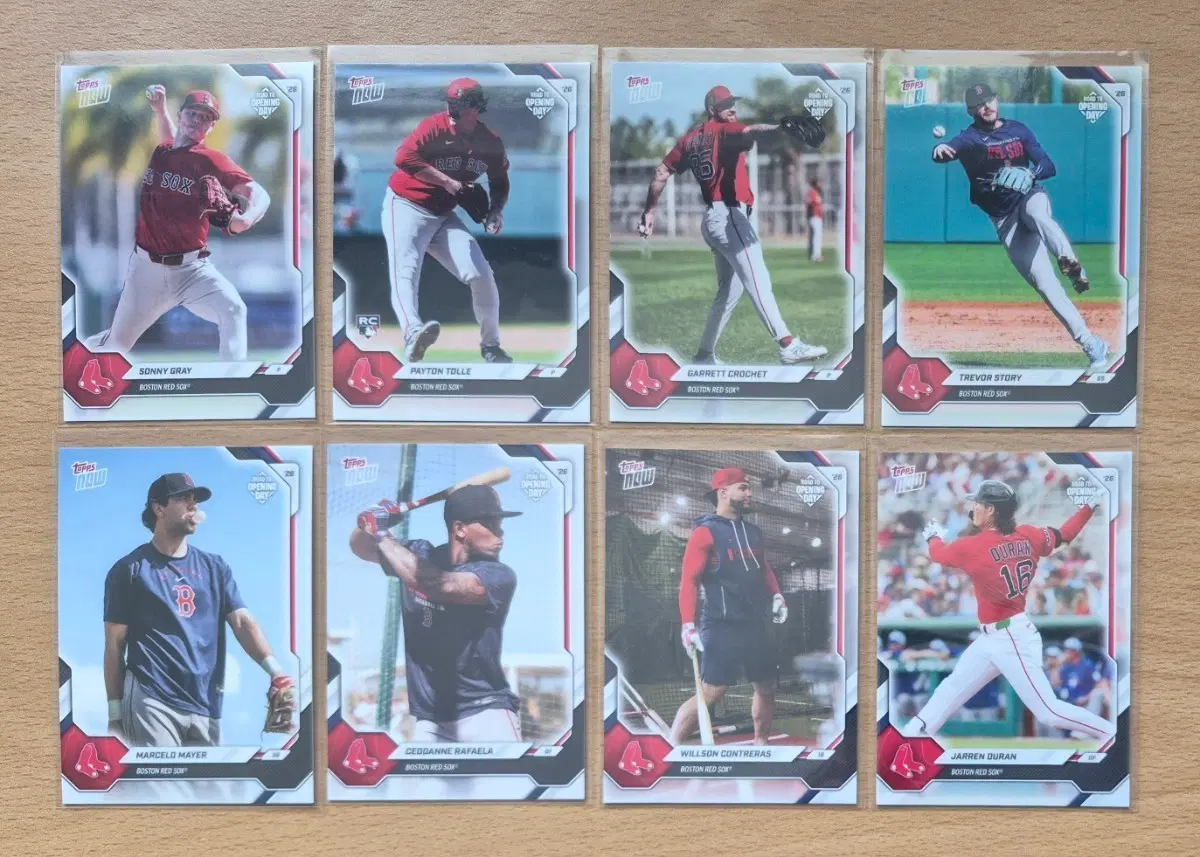 MLB 2026 탑스나우 오프닝데이 보스턴 레드삭스 카드 8장랏 판매합니다.