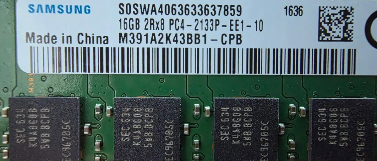 DDR4 RAM램 16GB 2Rx8 pc4 2133P 중고램팝니다 1개남음 1614주차