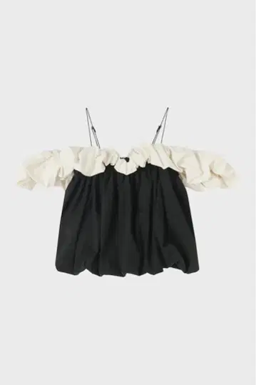 택 포함 미사용 새상품 The toe Erie Frills Top 블랙
