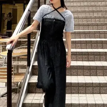 Kastane 데님 살로펫 올인원 블랙