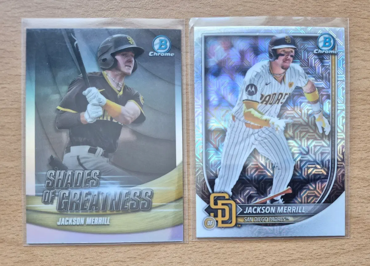 MLB 바우만크롬 샌디에이고 잭슨 메릴 카드 2장랏 판매합니다.