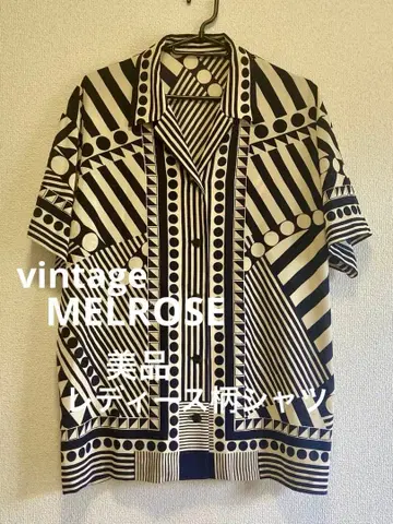 [새상품급] MELROSE 반팔 셔츠 기하학 패턴 80년대 빈티지