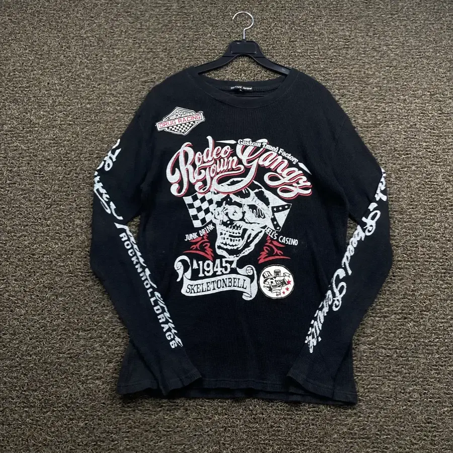 Vintage 스컬 와플 롱 슬리브