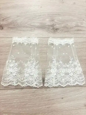 와타베 웨딩 핑거리스 숏 그로브 튤 레이스