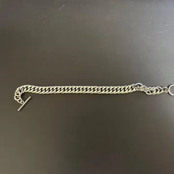 실버 컬러 체인 목걸이 T바
