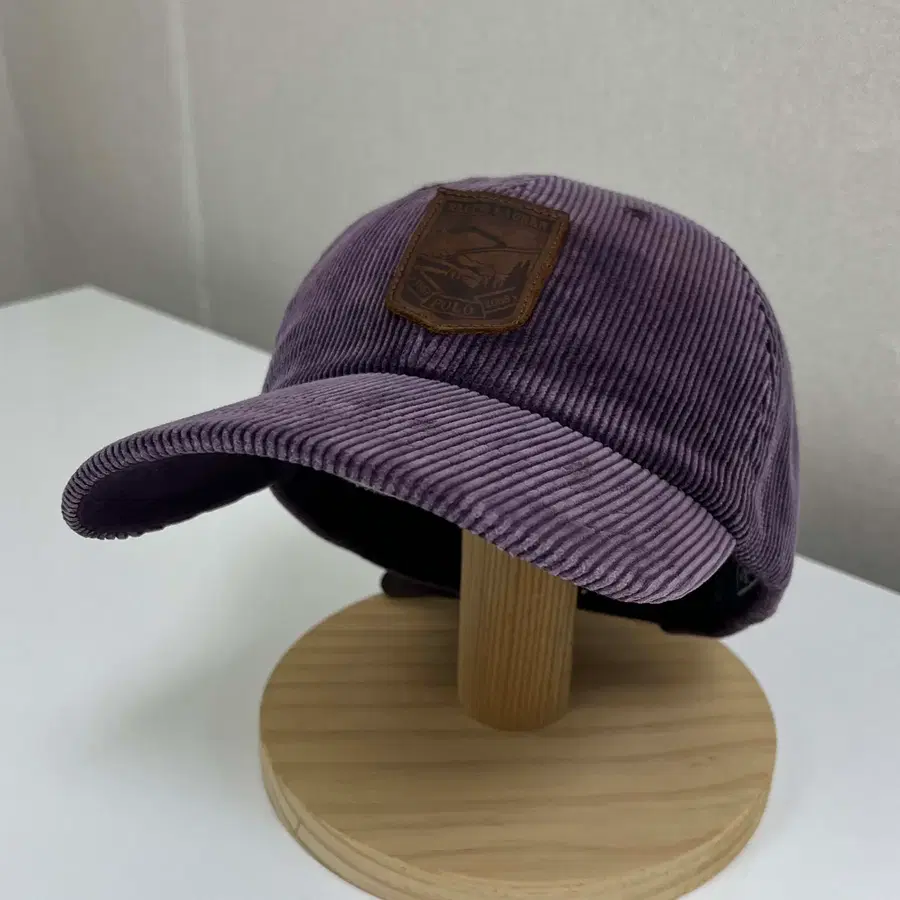 00's 폴로 랄프로렌 수어사이드 레더 쉴드와펜 퍼플 코듀로이 볼캡 모자