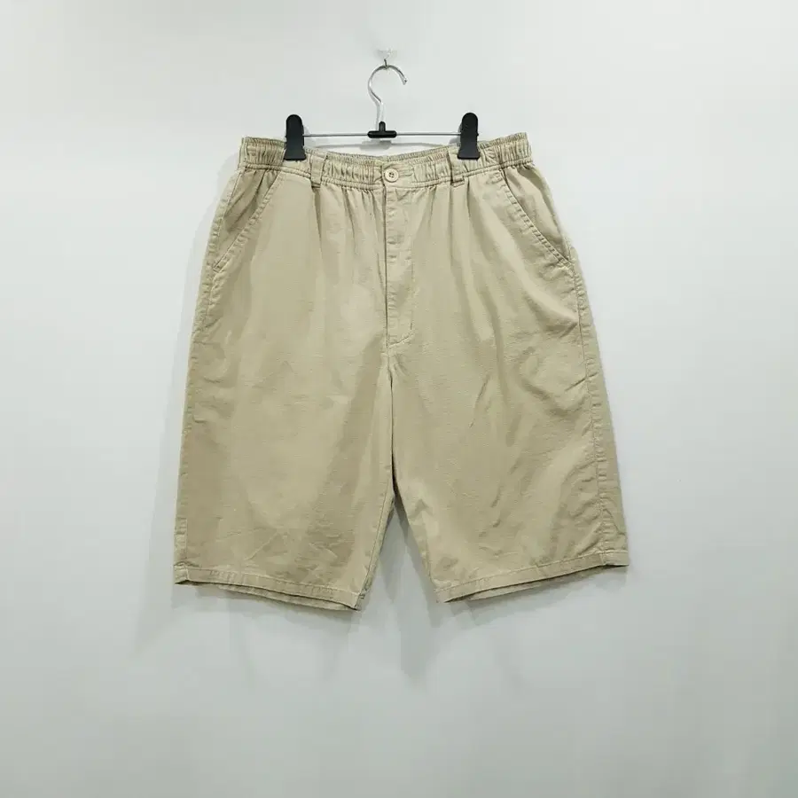 R306 빈티지 베이지 밴딩 코튼 면 반바지 남M