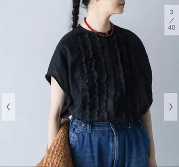 카구레 린넨 프렌치 셔츠 블랙 프리 사이즈