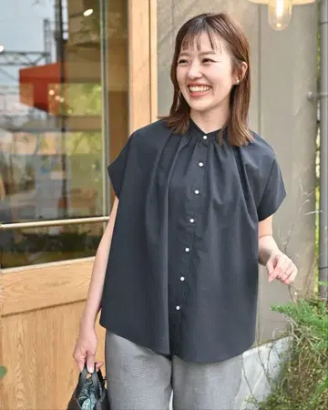 미사용 OURHOME 산뜻하고 시원한 팔뚝 커버 블라우스 블랙 아워홈