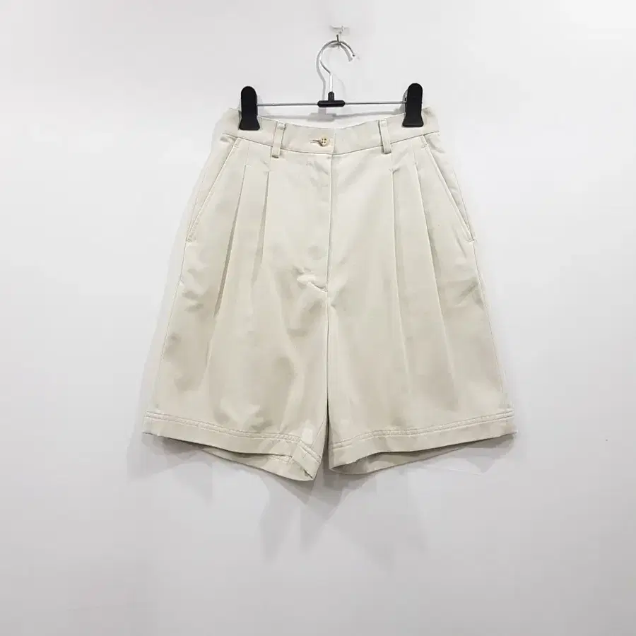 R870 빈티지 하이웨스트 핀턱 코튼 면 와이드 반바지 여20