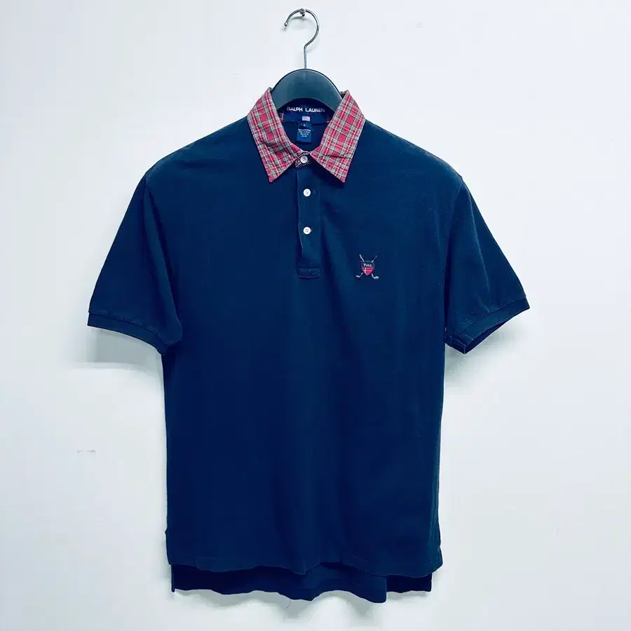 빈티지 폴로 스포츠(Polo Sport) 체크 카라 골프 자수 PK 반팔티 (L)